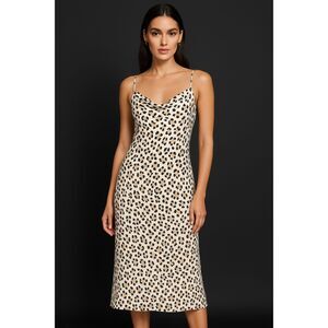 Theory Leopard Print Spaghetti Strap Slip Dress Gown size P (small)